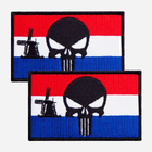 Набор шевронов на липучке IDEIA Череп Карателя на Флаге Нидерландов 5 х 8 см 2 шт Красный (4820227287031) - изображение 1