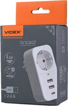 Сетевой адаптер VIDEX ONCORD з/з 1п 2.4A 2USB+USB-C White (VF-AD1G2U1C-W)