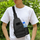 Тактическая сумка через плечо слинг – сумка грудная кросбоди. Цвет: черный - изображение 6