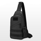 Тактическая сумка через плечо слинг – сумка грудная кросбоди. Цвет: черный - изображение 8