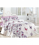 Комплект постільної білизни Ranforce - First Choice - R-16 Kelebek Lilac - Євро - Світло-фіолетовий з білим