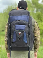 Универсальная военная сумка, армейская сумка вместительная 55л тактический туристический рюкзак Черно-Синий - изображение 1