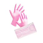 Набор перчаток 5 пар размер S и масок 5 шт., одноразовые, цвет розовый (2000006196651) - изображение 1