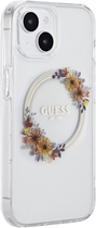 Etui Guess PC TPU Flowers Ring Glossy Logo MagSafe do Apple iPhone 15 Transparent (3666339221706) - obraz 4