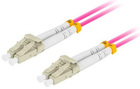 Patchcord optyczny Lanberg LC/UPC - LC/UPC 50/125 OM4 Duplex 20 m Purple (FO-LULU-MD41-0200-VT) - obraz 1