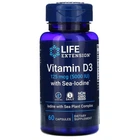 Витамин Д3 с морским йодом, Vitamin D3 with Sea-Iodine, Life Extension, 5000 МЕ, 60 капсул