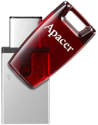 Флеш пам'ять USB Apacer AH180 64GB Type-C Dual USB 3.1 Red (AP64GAH180R-1) - зображення 1