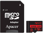 Karta pamięci Apacer microSDXC 64GB UHS-I U1 Class 10 (R85 MB/s) + adapter SD (AP64GMCSX10U5-R) - obraz 1