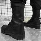 Мужские кожаные Берцы Shaved на меху с резиновой подошвой / Зимние высокие Ботинки черные размер 44 - изображение 4