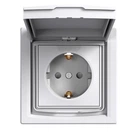 Розетка с крышкой Schneider Electric Asfora с заземляющим контактом и шторками IP44 Белая (EPH3100321)