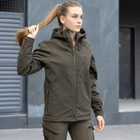 Жіноча Демісезонна Куртка Soft Shell "Pobedov Matrix" з капюшоном олива розмір L - зображення 4