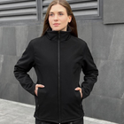 Женская Демисезонная Куртка "Pobedov Shadow" Soft Shell на микрофлисе черная размер XL