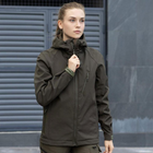 Женская Демисезонная Куртка Soft Shell "Pobedov Matrix" с капюшоном олива размер 3XL - изображение 2