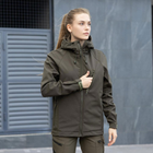Женская Демисезонная Куртка Soft Shell "Pobedov Matrix" с капюшоном олива размер 3XL - изображение 3