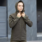Жіноча Демісезонна Куртка Soft Shell "Pobedov Matrix" з капюшоном олива розмір 3XL - зображення 5