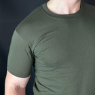 Мужская хлопковая футболка с круглой горловиной олива размер 4XL - изображение 7