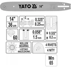 Шина Бензопилы 36 см Для Пильной Цепи 0.325"; 60Z YATO (YT-849311)
