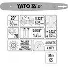 Шина Бензопилы 50 см Для Режущей Цепи 0.325" 76Z YATO (YT-84937)
