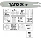 Шина на Мотопилу 36 см Для Пильной Цепи 3/8"; 50Z YATO (YT-84930)
