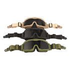 Тактические очки защитная маска с креплениями на каску с 3 сменными линзами Черная-толщина линз 3 мм - изображение 7