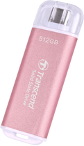 Dysk SSD Transcend ESD300 512GB USB 3.1 Gen 2 Type-C 3D NAND Pink (TS512GESD300P) Zewnętrzny - obraz 2