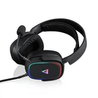 Проводные игровые наушники гарнитура Modecom Volcano LED RGB Prometheus 7.1 USB Black