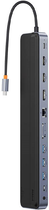 Хаб USB-C 12в1 Baseus EliteJoy Gen2 series 2 x HDMI + 3 x USB 3.0+ PD + DP + SD/TF + RJ45 + Type-C + 3.5 mm Dark Gray (WKSX030213) - зображення 4