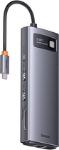 Хаб USB-C 9в1 Baseus Metal Gleam Series 2 x USB 3.0 + 2 x HDMI + USB 2.0 + USB-C PD + Ethernet RJ45 + microSD/SD Gray (WKWG060013) - зображення 5