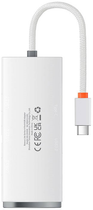 Хаб USB-C 4в1 Baseus Lite Series 4 x USB 3.0 + USB-C 25 cm White (WKQX030302) - зображення 2