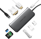 Адаптер Хаб USB-C 9в1 Ugreen HDMI 4K + 3 x USB 3.0 + Typ-C PD + RJ45 + SD + Micro SD + VGA Gray (6957303848737) - зображення 3