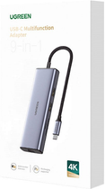 Адаптер Хаб USB-C 9в1 Ugreen 2 x USB-A 3.0 + USB-A 2.0 + 2 x HDMI 4K/60Hz + SD/TF + RJ45 Gray (6957303891191) - зображення 3
