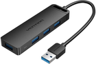 Hub USB 3.0 Vention z 4 x USB 3.0 i zasilaczem 0.5 m Black (6922794746633) - obraz 1