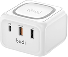 Бездротова зарядка Budi 10W 2x USB + USB-C 18 W White (6971536925546) - зображення 1