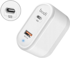 Ładowarka sieciowa Budi USB + USB-C 18 W + adaptery EU/UK/US Biała (6971536923009) - obraz 4