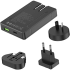 Ładowarka sieciowa Budi USB + USB-C PD 65 W + adaptery EU/UK/US/AU Czarna (6971536925423) - obraz 3