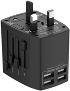Універсальний мережевий зарядний пристрій Budi 4 x USB 5 A EU/UK/AUS/US/JP Black (6971536923559) - зображення 2
