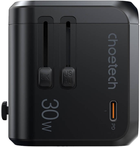 Мережевий зарядний пристрій Choetech 3 x USB-A 1 x USB-C 30 W US/EU/UK/AU Black (6932112102010) - зображення 5
