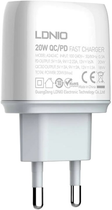 Мережевий зарядний пристрій Ldnio USB-C 20W + кабель USB-C - USB-C (A2424C Type-C-Type-C) - зображення 4