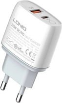 Мережевий зарядний пристрій Ldnio USB-C 20 W + кабель USB-C (A2424C Type-C) - зображення 5