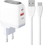 Мережевий зарядний пристрій Ldnio USB-C 30 W + кабель MicroUSB (A2522C Micro) - зображення 1
