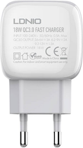 Мережевий зарядний пристрій Ldnio 18 W + кабель USB-C (A1306Q Type-C) - зображення 2