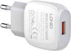 Мережевий зарядний пристрій Ldnio 18 W + кабель USB-C (A1306Q Type-C) - зображення 4