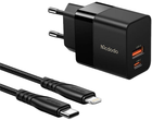 Ładowarka sieciowa Mcdodo USB + USB-C 20W + kabel USB-C - Lightning Czarna (CH-1952) - obraz 1