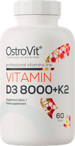 Suplement diety OstroVit Witamina D3 8000 + K2 60 tabletek (5903933903064) - obraz 1