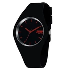 Женские часы Skmei 9068 Rubber Черные с красными стрелками