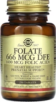 Фолієва кислота (фолат) Solgar Folate 666 mcg DFE (Folic Acid 400 mcg) 250 таблеток