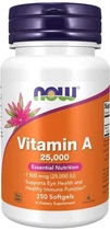 Витамин А NOW Vitamin A 25,000 IU 250 гел капс