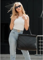 Сумка жіноча шоппер з екошкіри на плече велика Sambag Чорний 39142