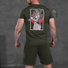 Комплект Skull футболка + шорти олива розмір M - изображение 2