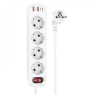 Мережевий фільтр Hoco NS1 4000 Вт 2 USB 4 розетки 1 Type-C заряджання 20 Вт 1.8 м білий
